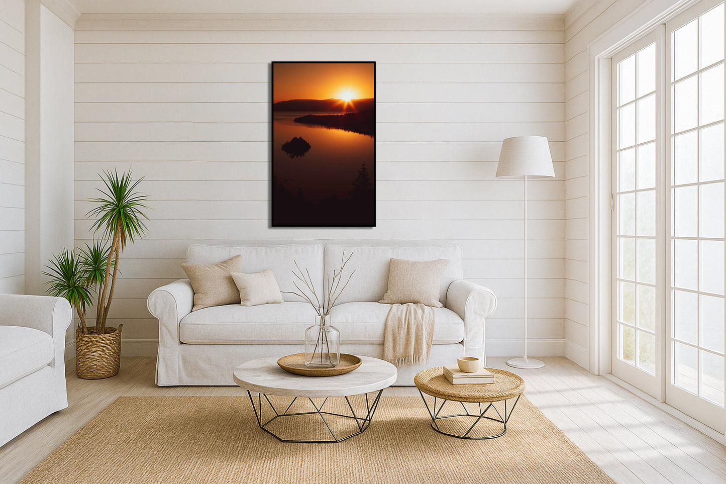 Peeking Sun - Lake Tahoe Orange Sunset Photos