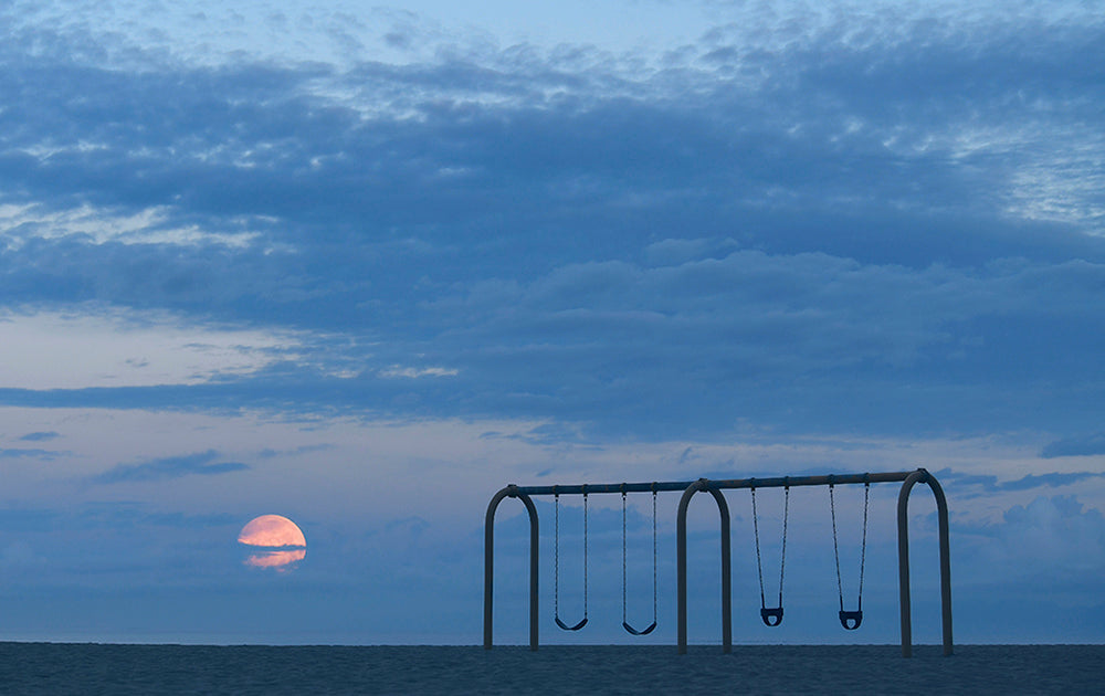 Hermosa Beach Swingset Moon Photos