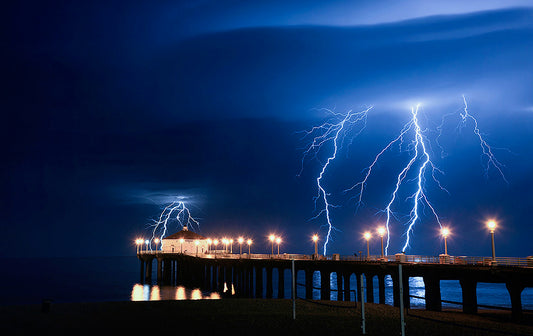 Manhattan Beach California Pier Lightning Storm Photos