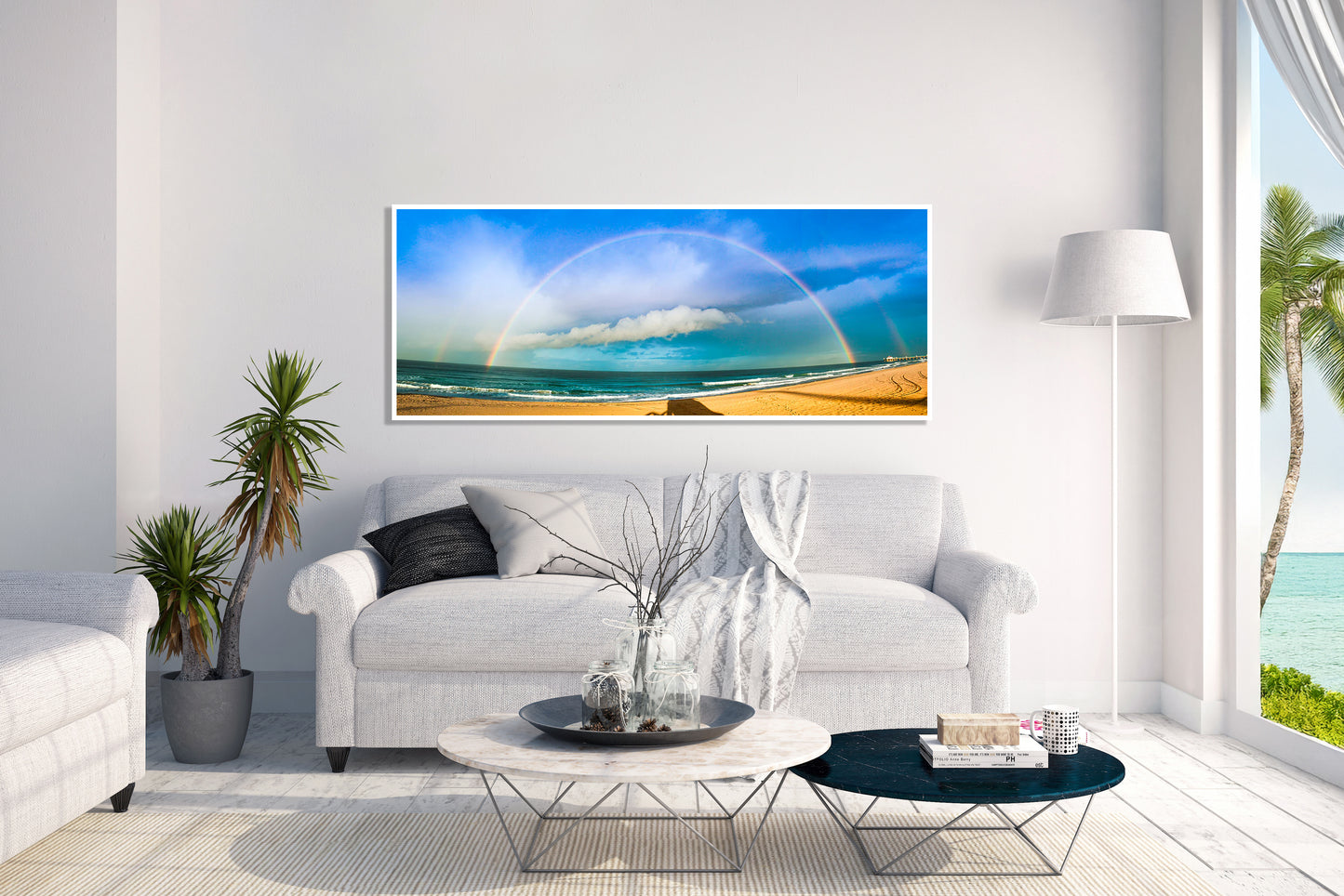 Double Rainbow - California Beach Rainbows Photos