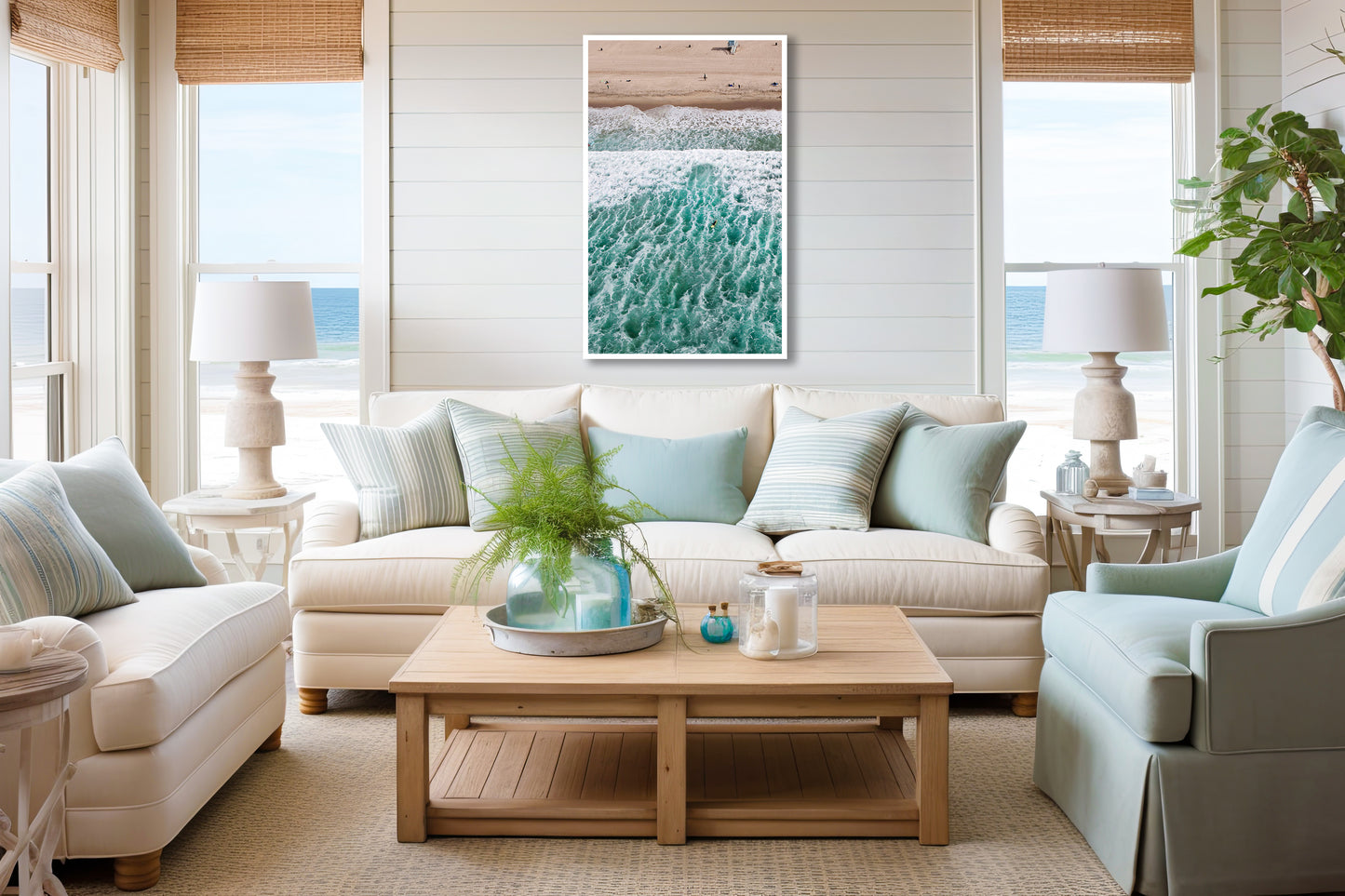 Grassy Knoll (Portrait) - Aerial Beach Waves Portrait Photos