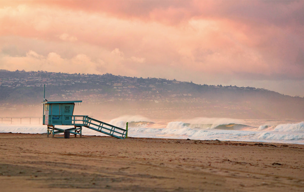 Beach Tower Ocean Surf at Dusk Photos