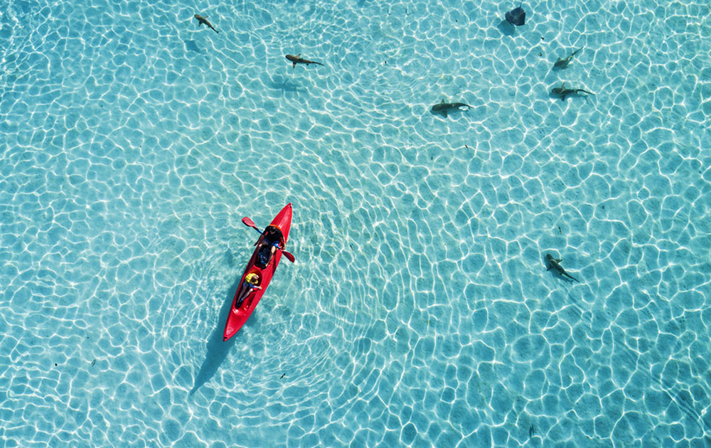 Moorea Tahiti Aerial Kayaker Photos
