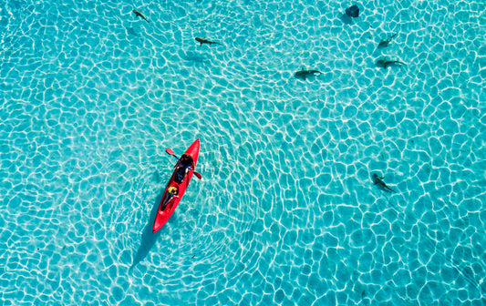 Moorea Tahiti Aerial Kayaker Photos