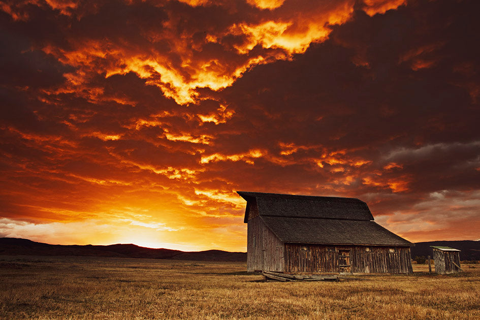 Barn At Sunrise - Wyoming Barn Photos