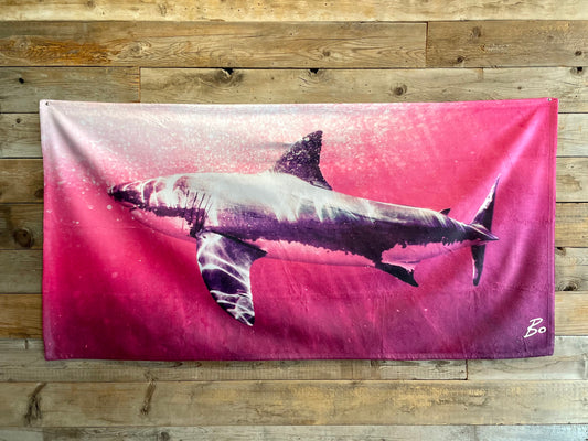 Pink Shark Beach Towel